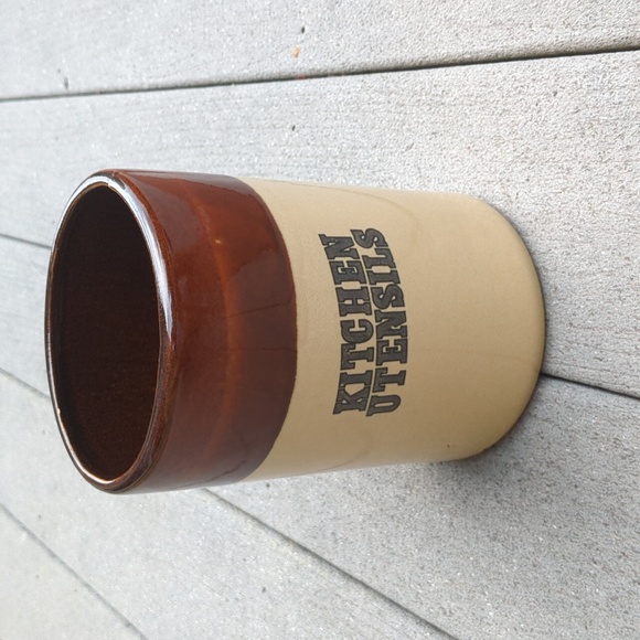 Vintage Stoneware Kitchen Utensils Crock Style Storage Jar - Picture 1 of 9